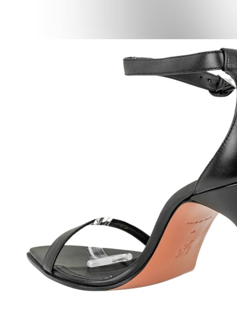 Amina Muaddi Black Kim Leather Ankle-Strap Stiletto Sandals - Picture 13 of 15